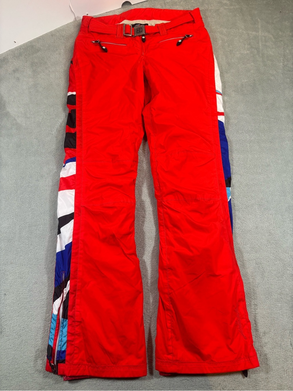 Vintage JET SET St. Moritz Flare Ski Pants Red Graphic Stripe Size 2 Italy